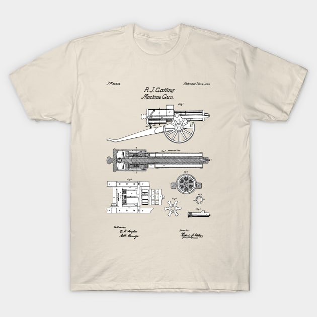 Gatling Gun Patent - 1862 Machine gun - SBpng T-Shirt by SPJE Illustration Photography